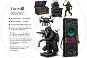 Punk Rock Dystopia PNG Clipart Set, an Illustration by ThatsDesign Art (Thumbnail 2 of 7)