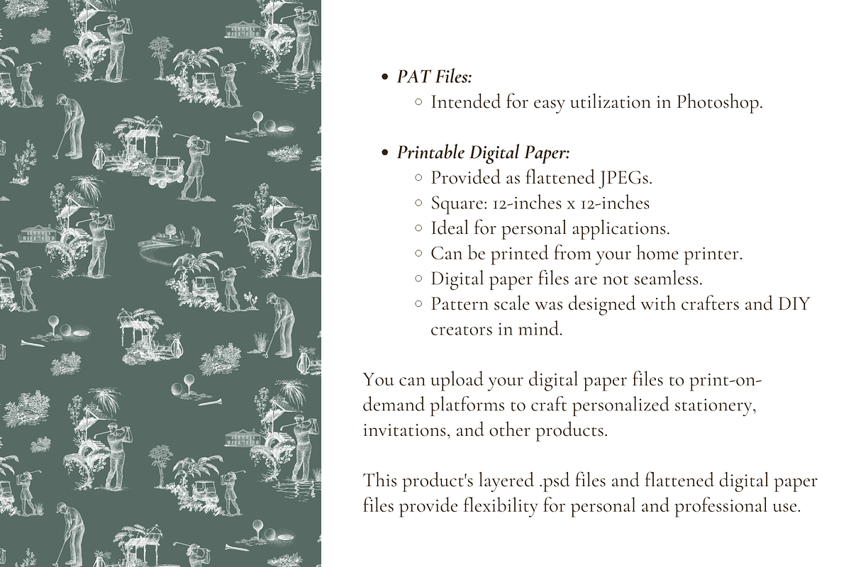 Golf Toile de Jouy Pattern, a Background Graphic by Hughes Studio (Photo 6 of 6)