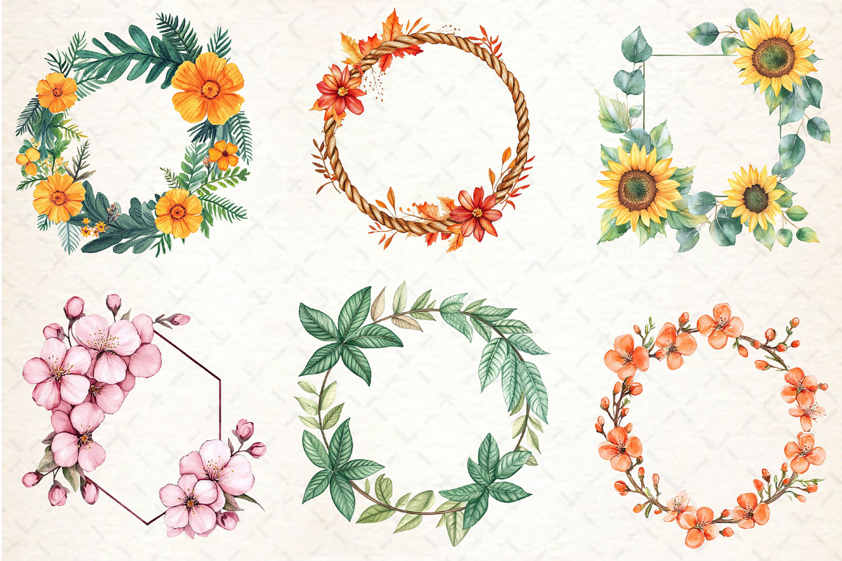 Floral Autumn Frames Clipart, an Illustration by Rose Art (Photo 2 of 4)