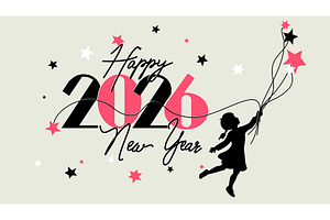 Happy new year 2026 celebration card, a Decorative Illustration by Valenty