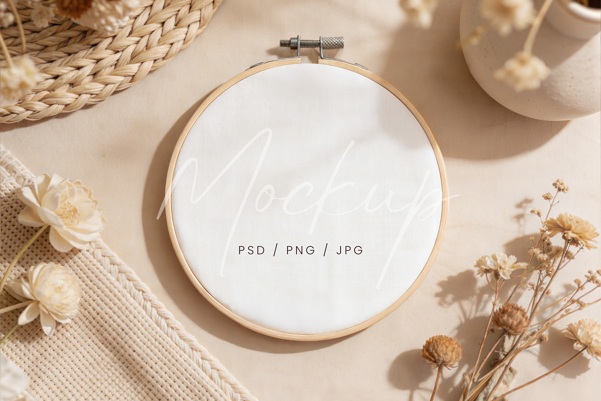 Modern Embroidery Hoop Mockup, a Product Mockup by TatiMockup (Photo 1 of 4)