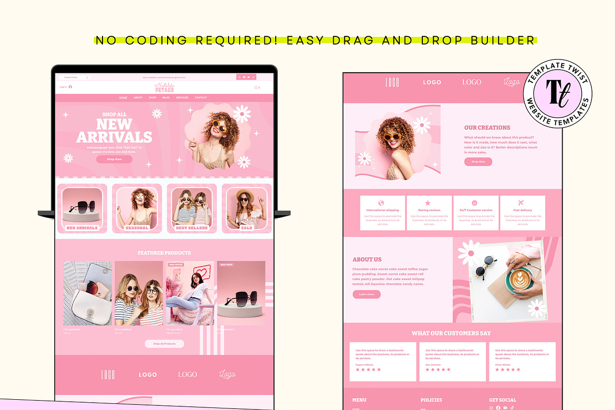 Retro Pink Wix Template, a Wix Template by Template Twist Shop (Photo 7 of 10)