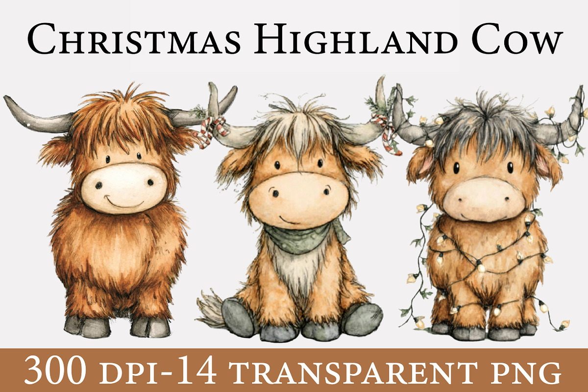 Christmas Highland Cow, an Illustration by Designworld (Photo 1 of 6)