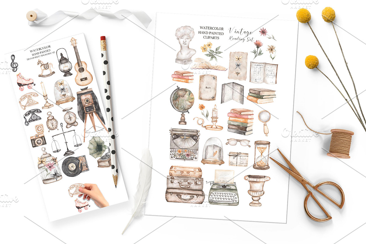 Watercolor Vintage Aesthetic, a Decorative Illustration by MayaNavits (Photo 2 of 15)