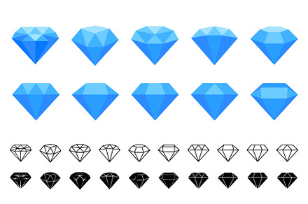 Diamonds icons vector. Gemstone icon
