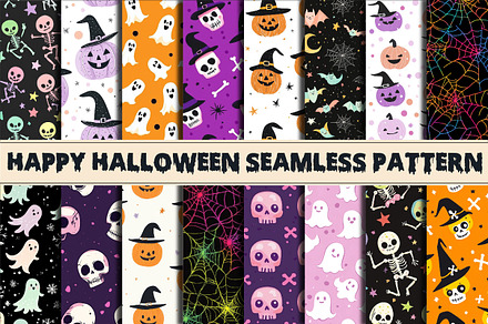 Happy Cute Halloween Seamless Patter