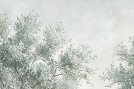 Muted Olive Grove Wallpaper, a Decorative Illustration by Virgo Studio