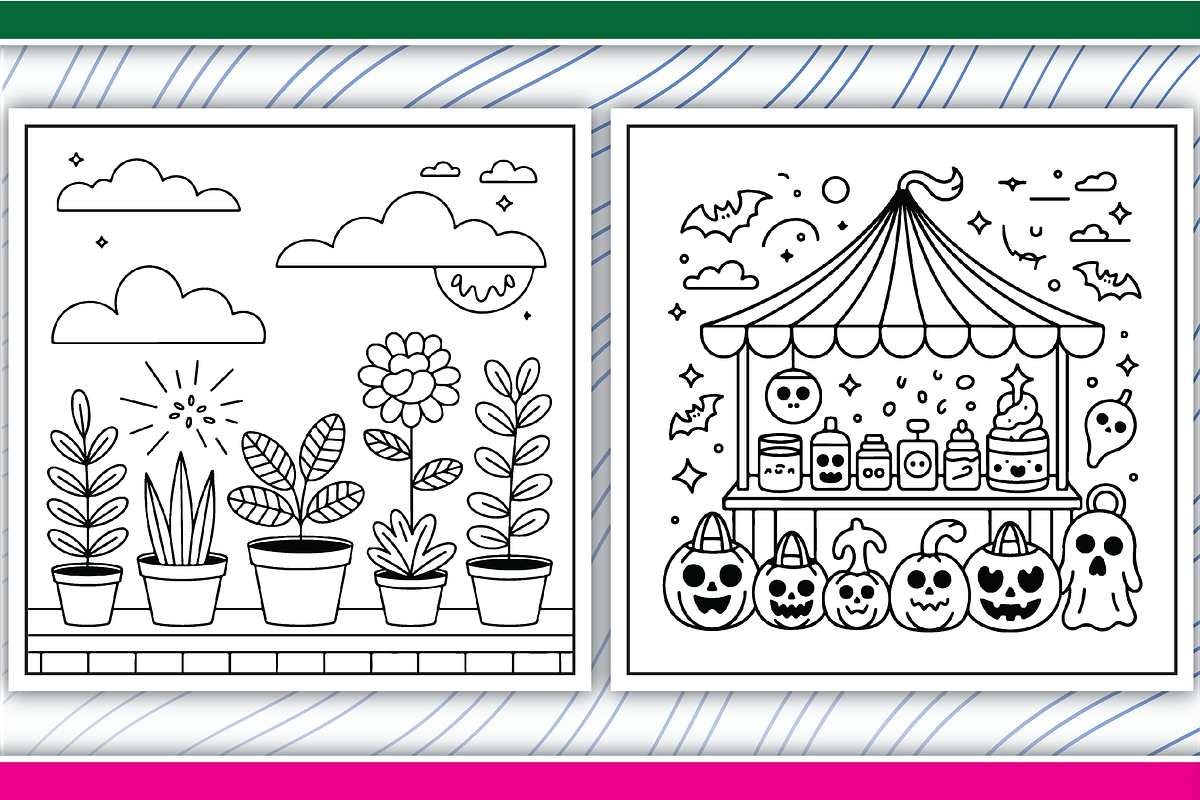 Spooky City Coloring Pages, an Illustration by LightExpress (Photo 2 of 6)