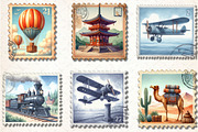Vintage Travel Postage Stamp Clipart, an Illustration by Rose Art (Thumbnail 3 of 4)