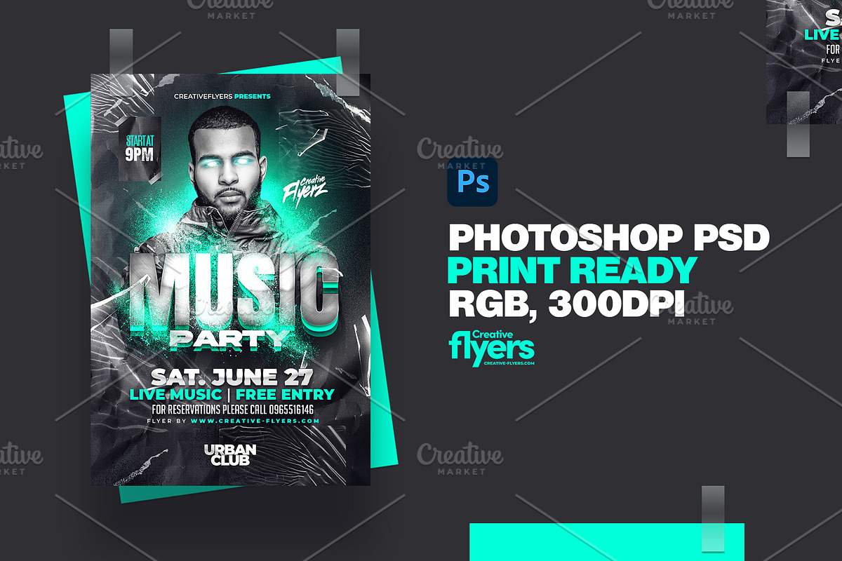 Urban Music Flyer Template, a Flyer Template by Rome B Creation (Photo 2 of 2)
