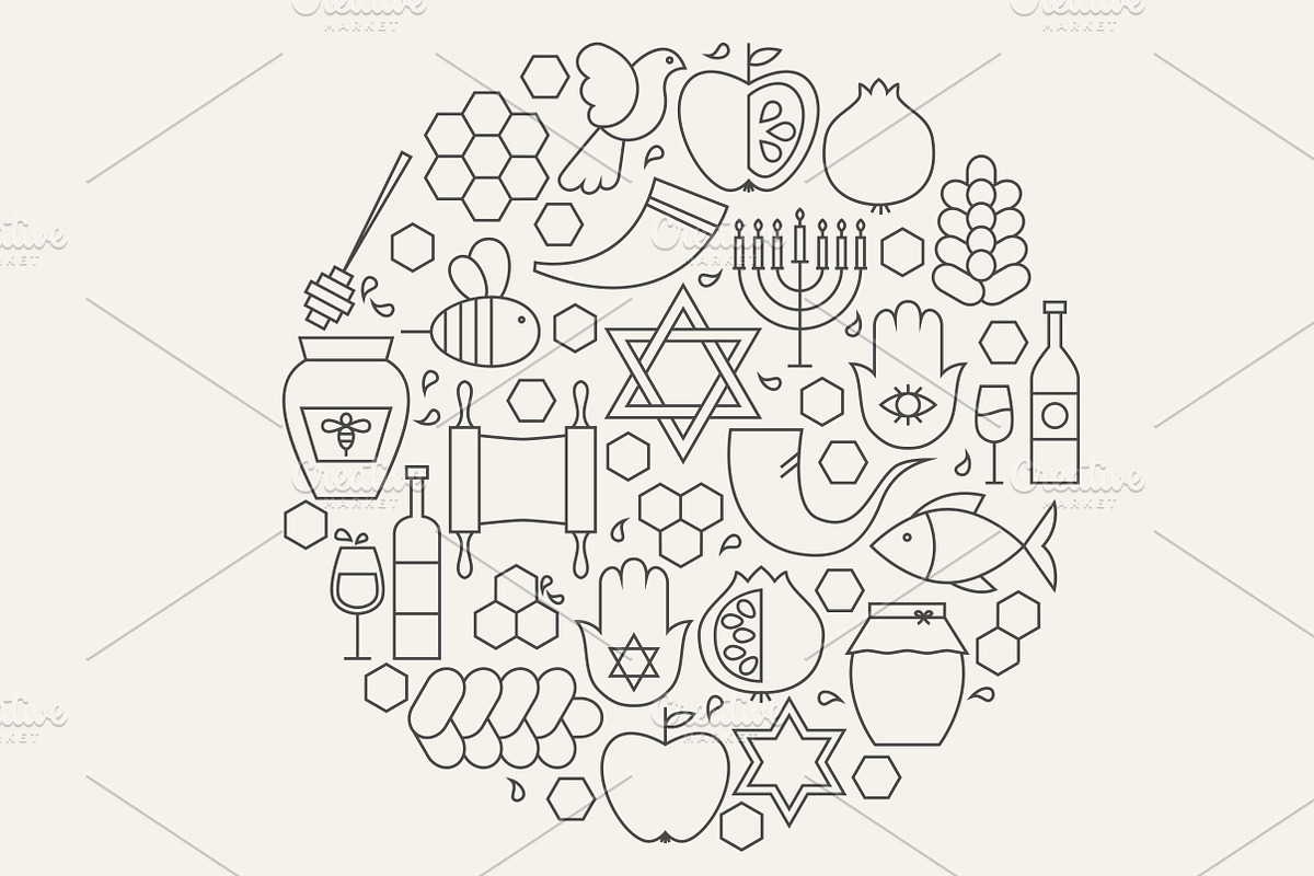 Rosh Hashanah Line Art Icons, an Outline Icon by Anna_leni (Photo 6 of 6)