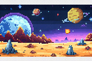 Alien Planet Pixel Art Background, a Background Graphic by minhm2m (Thumbnail 1 of 12)
