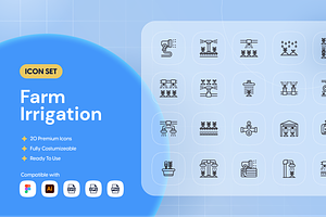 Farm Irrigation Icon Set, an Outline Icon by Nathaya Studio