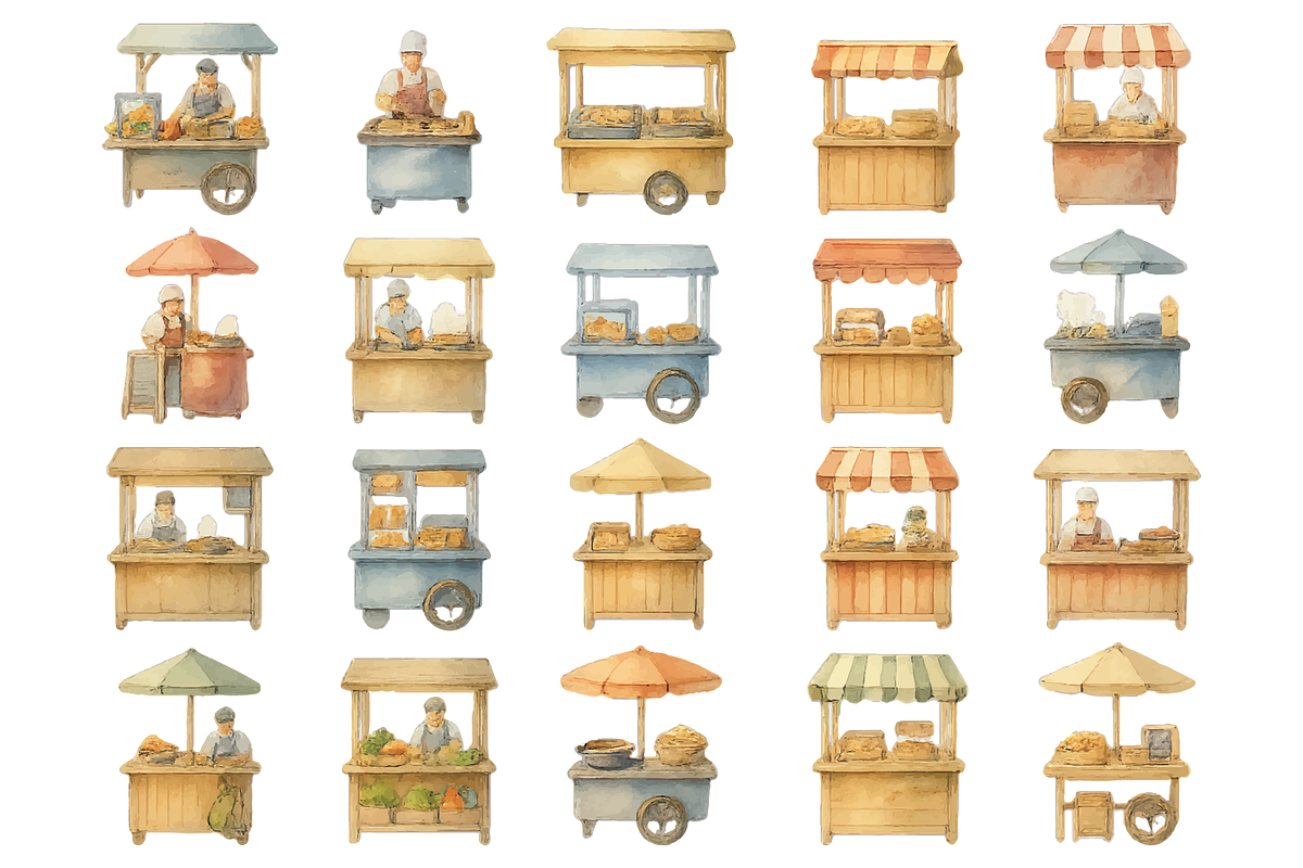 Vintage Food Market Stalls, an Object Graphic by RT Studio (Photo 2 of 4)
