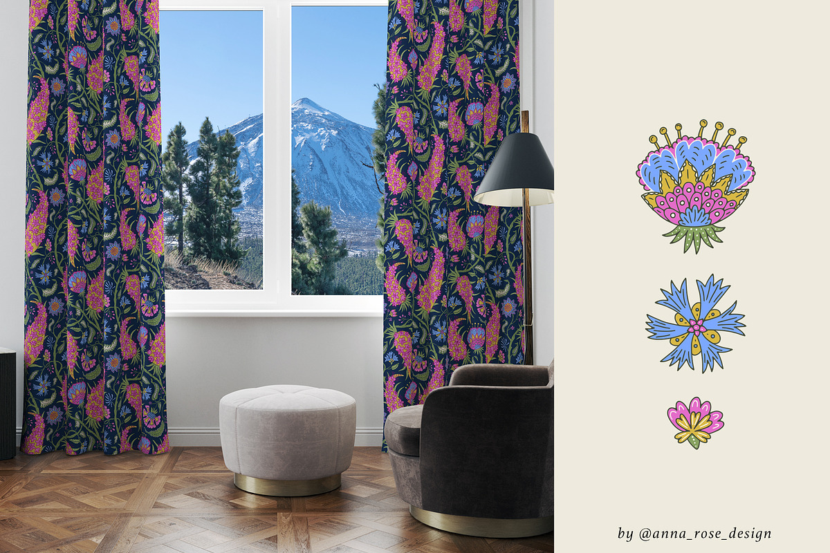 Vintage Jacobean Chintz Patterns, a Pattern Graphic by Rose Design (Photo 3 of 8)
