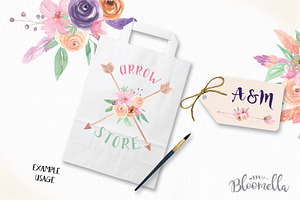 Floral Arrows Watercolor Clipart