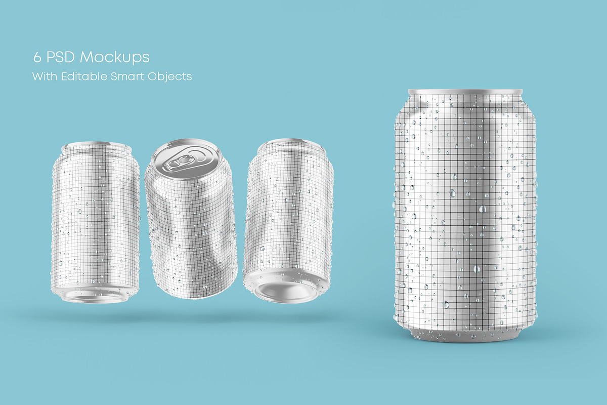 330ml 6 Metallic Can Mockups, a Product Mockup by Graphic Bird (Photo 3 of 9)