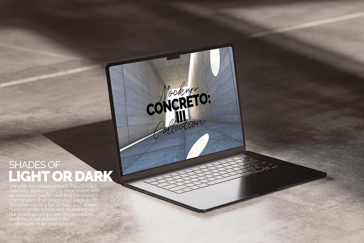MacBook Mockup – Concreto 3, a Merchandise Mockup by Banana Mockups (Photo 2 of 5)