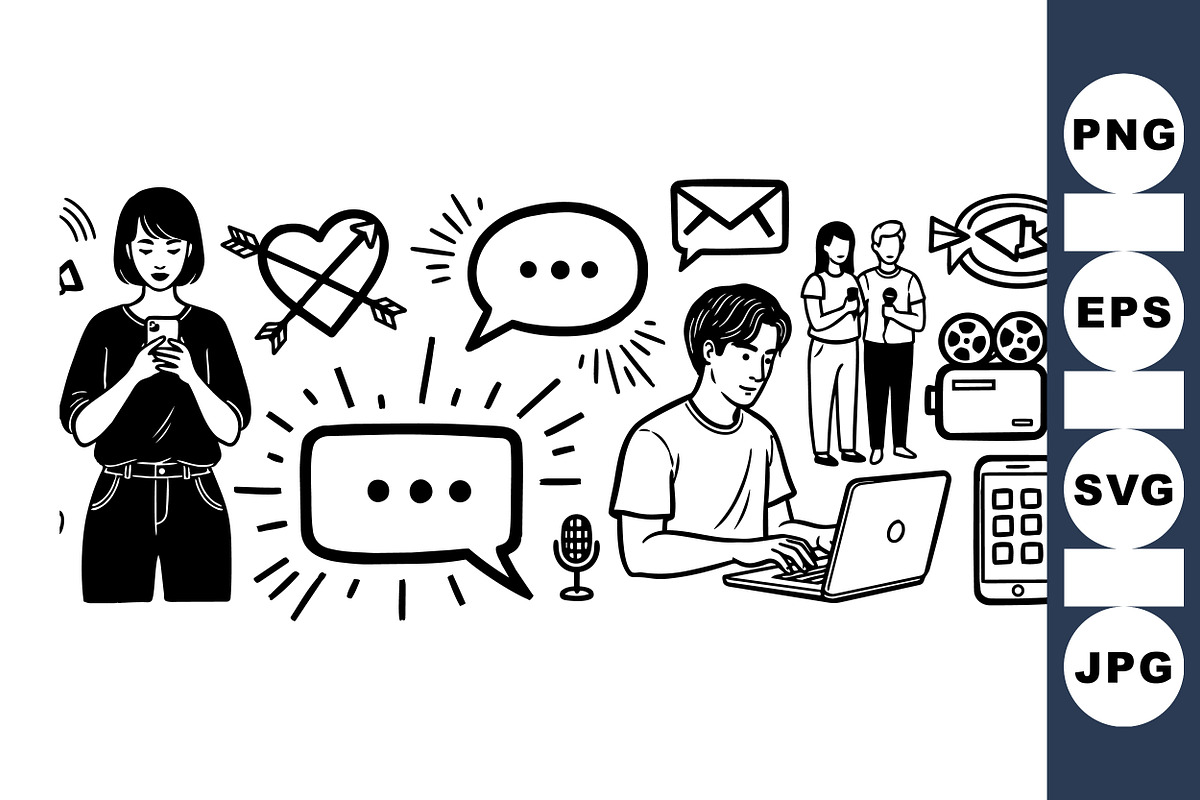Modern Communication Icon Set, an Illustration by designvectx (Photo 1 of 3)