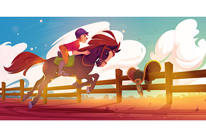 Equestrian Sport Training - Cartoon