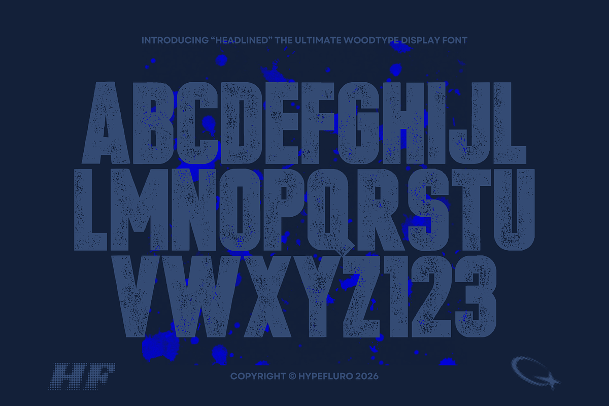 HEADLINED 2 WOODTYPE FONTS, a Sans Serif Font by HyperFluro (Photo 5 of 11)