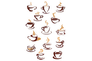 Hot Brown Coffee Icons