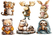 Animals Love Coffee Clipart, an Animal Illustration by Designworld (Thumbnail 4 of 5)