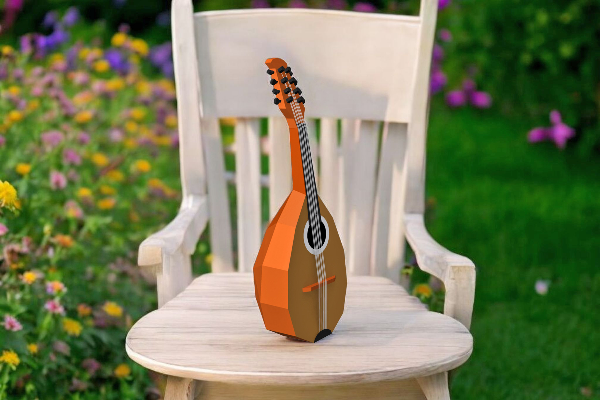 Mandolin - 3d papercraft, a Print Template by PAPER amaze