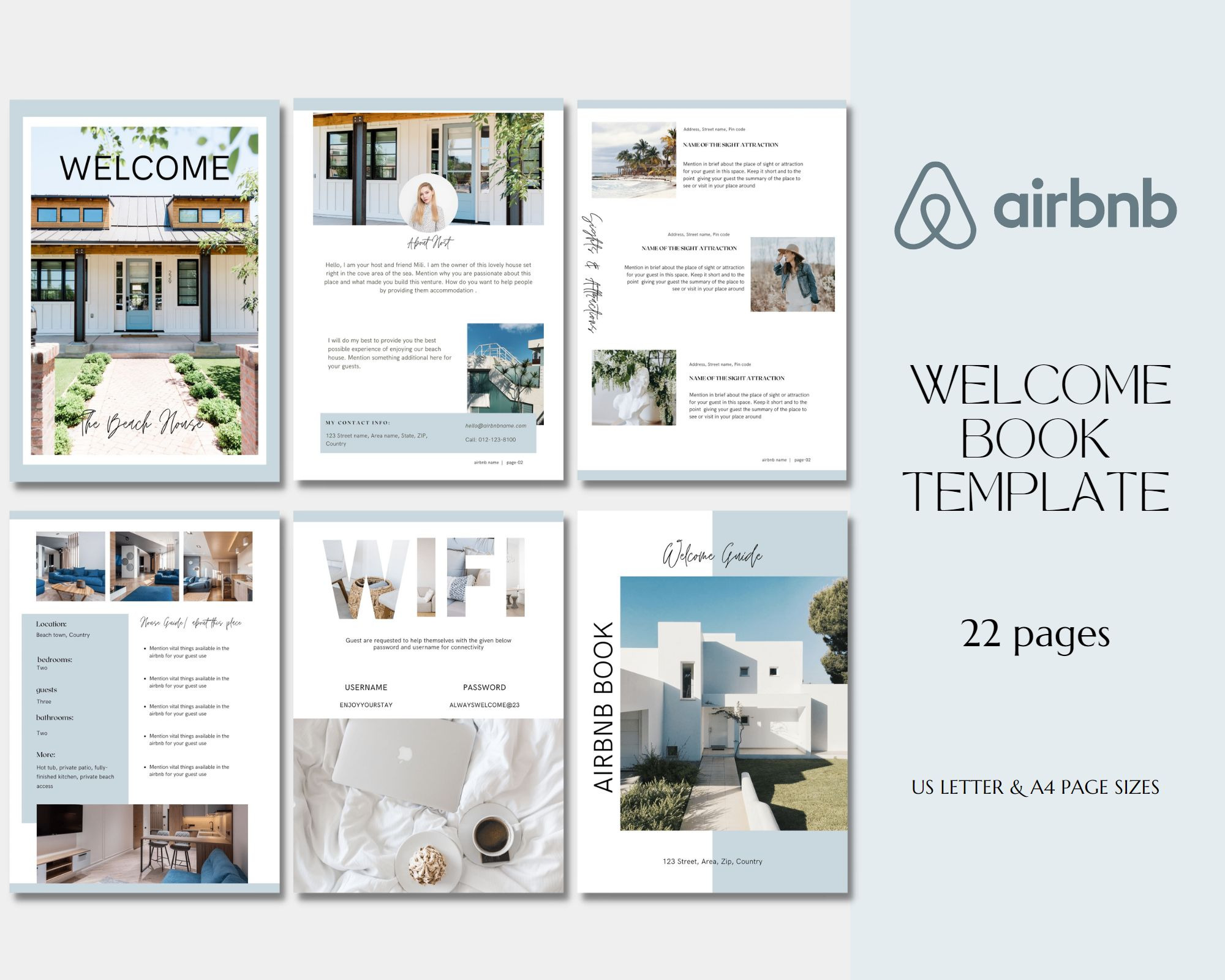 Airbnb Welcome Book Template, a Magazine Template by Deepa Template Studio
