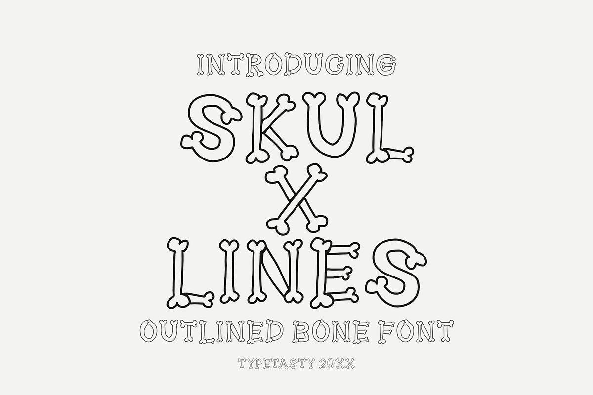SKUL X LINES – Outlined Bone Font, a Font by TypeTasty Font (Photo 1 of 9)