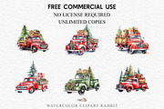 Christmas Truck Santa Winter Clipart, a Seasonal Illustration by Rabbit Heart (Thumbnail 2 of 10)