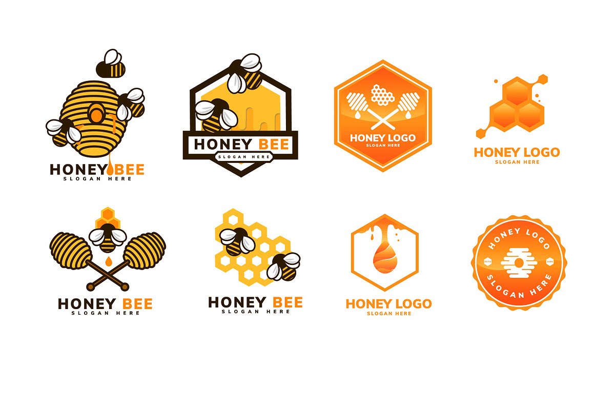 HONEY BEE LOGO & BADGE SET, a Branding & Logo Template by grindstudio (Photo 2 of 13)