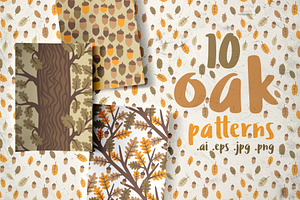 Oak Patterns, a Pattern Graphic by pineart
