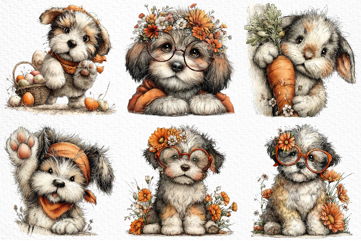 Whimsical Funny Easter Dog Clipart, an Illustration by Craft Nest (Photo 6 of 11)