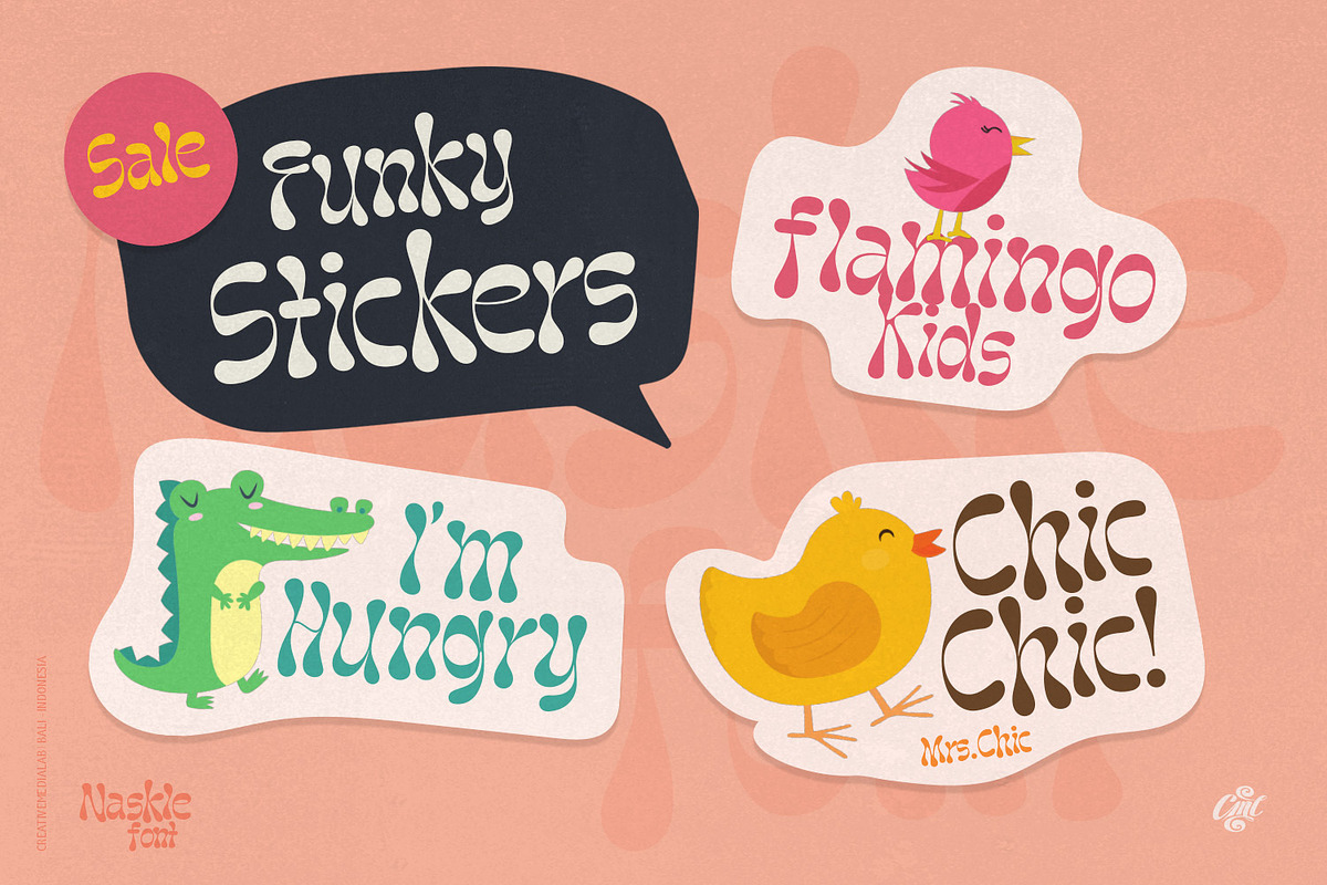 Naskle - Groovy Psychedelic Font, a Font by creativemedialab (Photo 3 of 9)