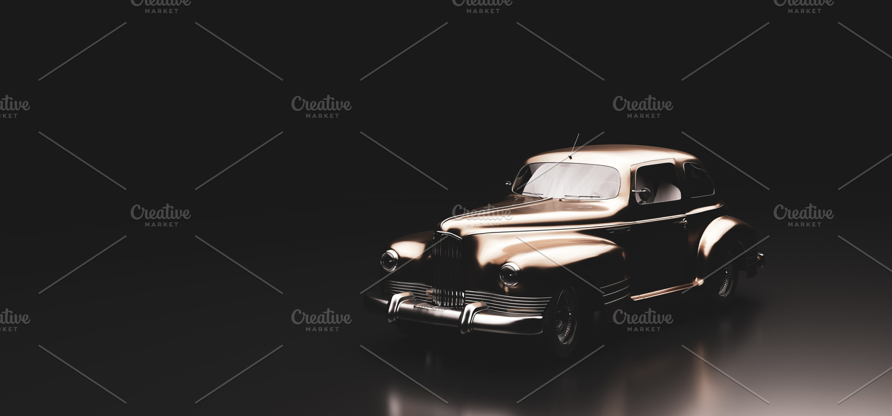 Classic retro car on black., a Transportation Photo by Photocreo Michal Bednarek