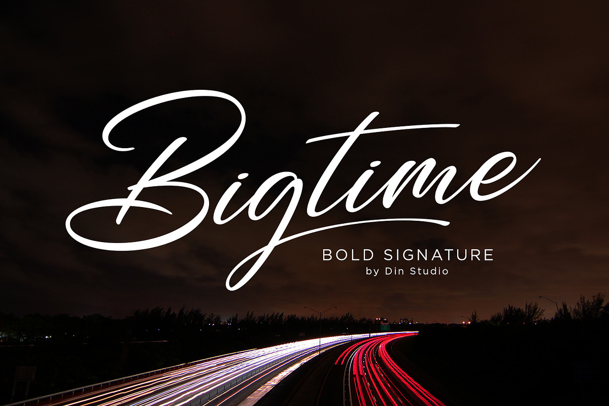 Bigtime Script - Bold Signature, a Script Font by din-studio.com (Photo 1 of 10)