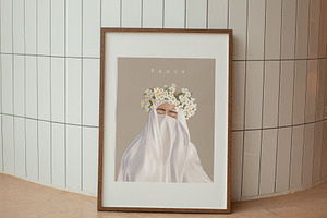 Modern Art Print Muslim Woman