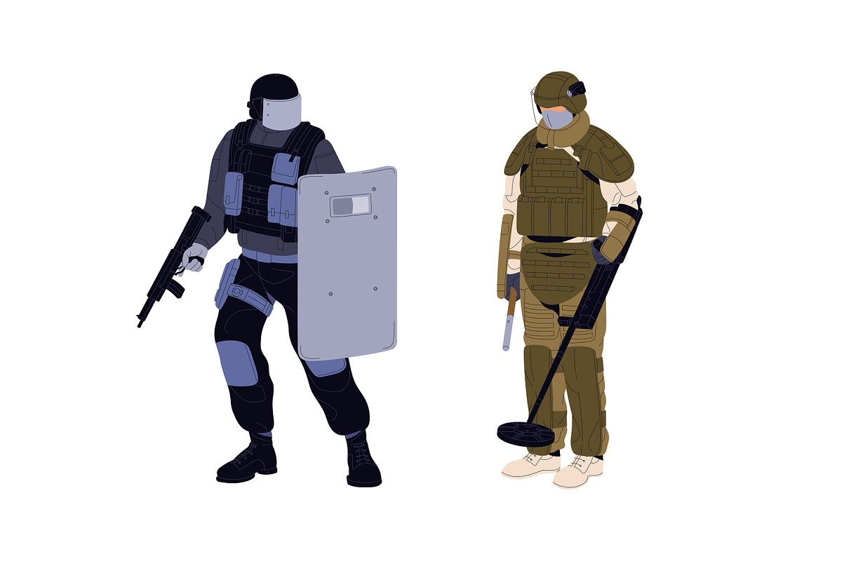 Armed forces, soldiers with guns set, a Person Illustration by PaperTrident (Photo 5 of 5)
