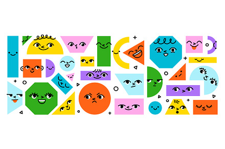 Various geometric figures with faces, an Object Graphic by undrey