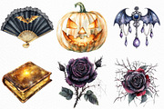 Watercolor Elegant Halloween Clipart, an Illustration by Craft Nest (Thumbnail 2 of 6)