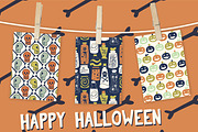 Halloween retro digital papers blue, a Graphic by Natalia Gonzalez (Thumbnail 2 of 4)