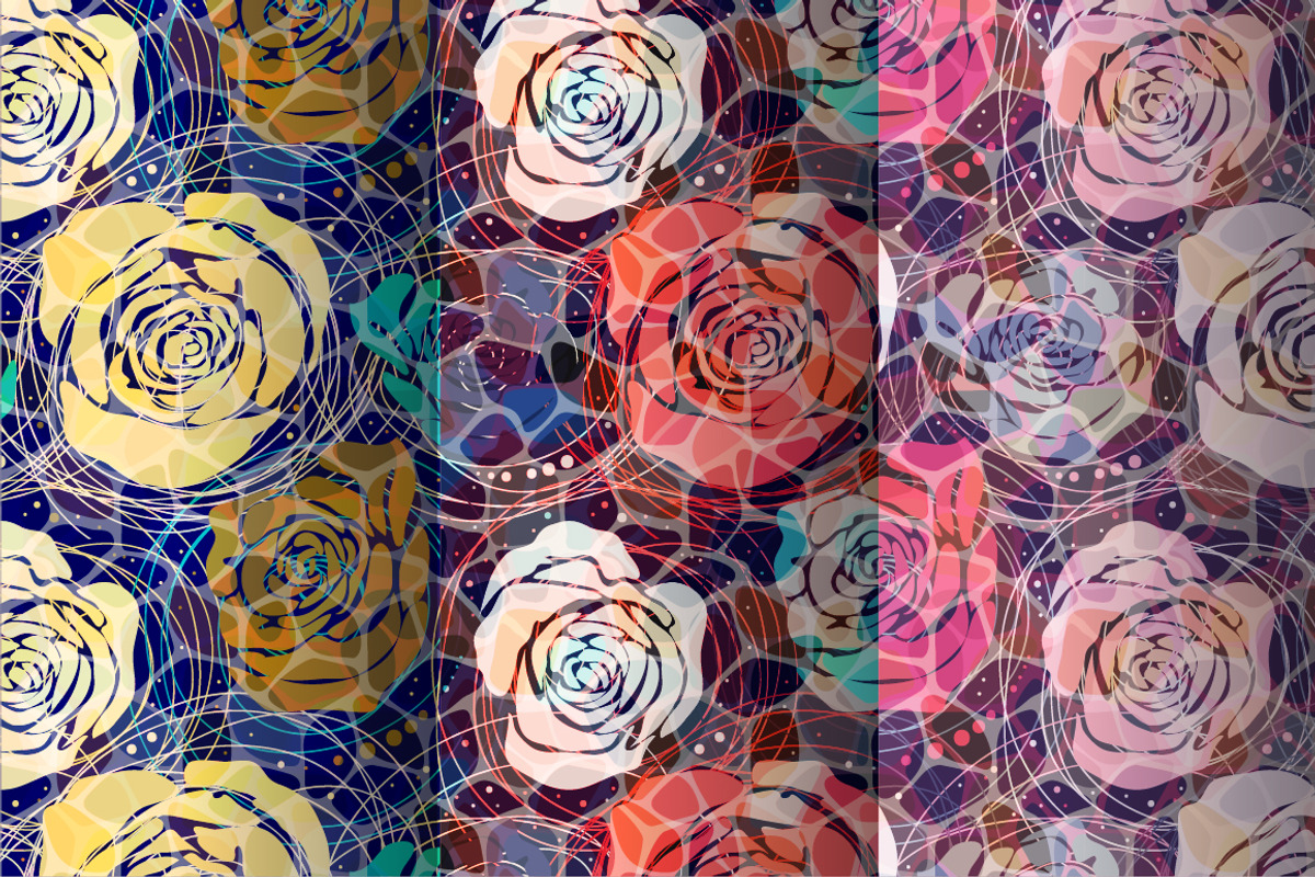 3 Roses Patterns, a Pattern Graphic by Sunny_Lion