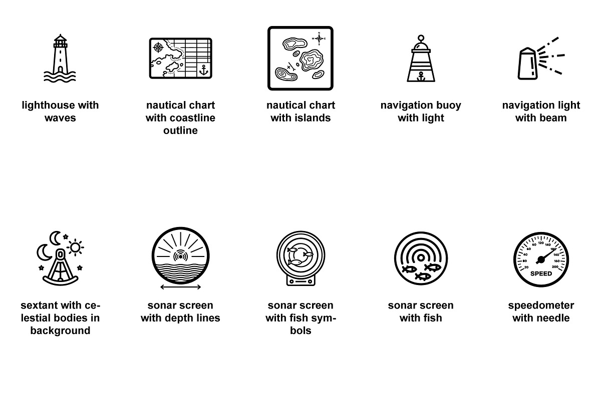 Marine navigation instruments Icons, an Outline Icon by Nurlan's shop (Photo 5 of 6)
