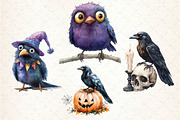 Watercolor Halloween Birds Clipart, an Illustration by Dream Creation (Thumbnail 5 of 5)