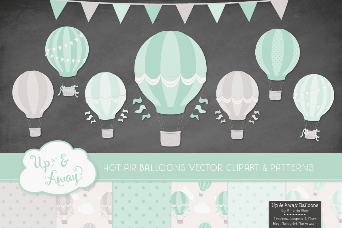 Mint Green Hot Air Balloons, an Illustration by Amanda Ilkov (Photo 2 of 5)