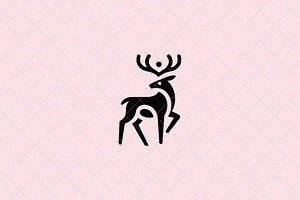 Minimalist Deer Emblem Reindeer