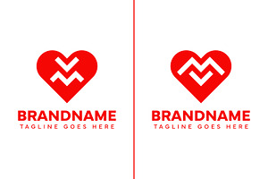 Letters VM and MV Love Logo, a Branding & Logo Template by Pray Art Design Studio