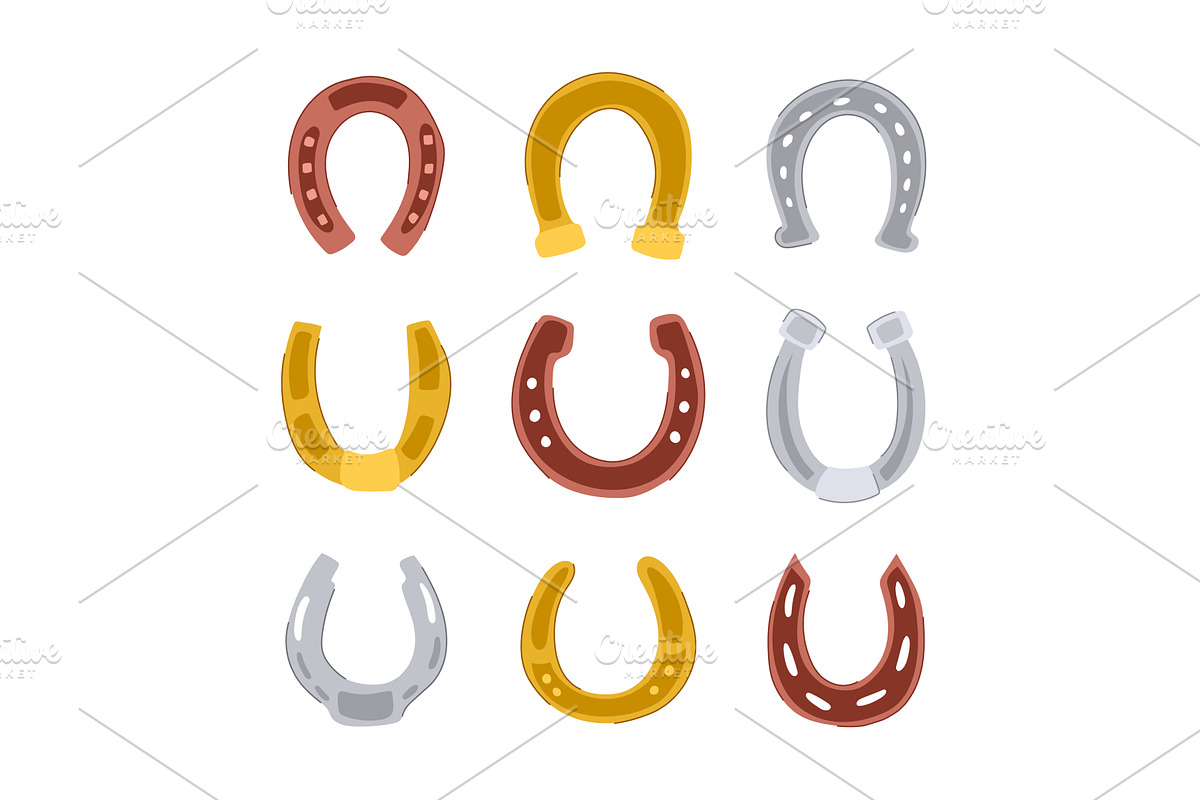 horseshoe set cartoon vector, an Object Illustration by pikepicture