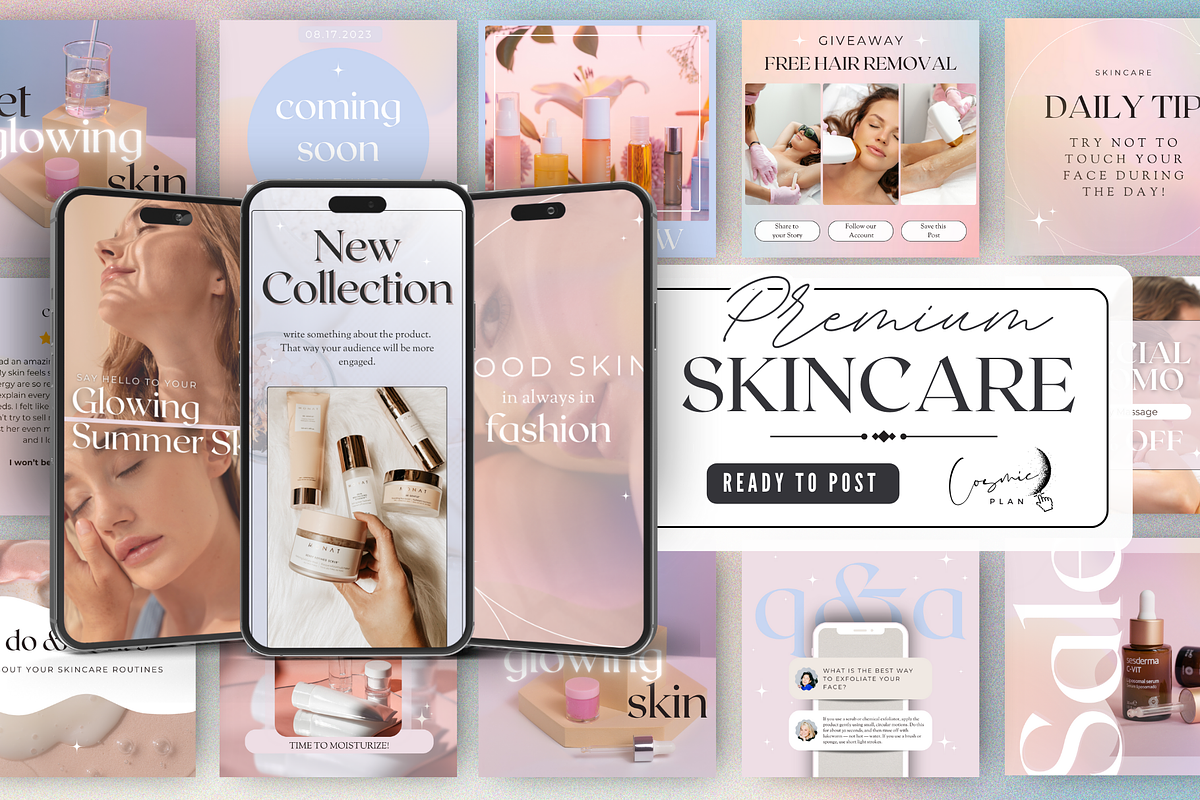 Beauty Instagram Templates, Skincare, a Social Media Template by Cosmic Design (Photo 1 of 9)